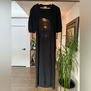 Topshop Women’s Black Knit Short‎ Sleeve 10 MIDI Dress Back Cutout Preowned